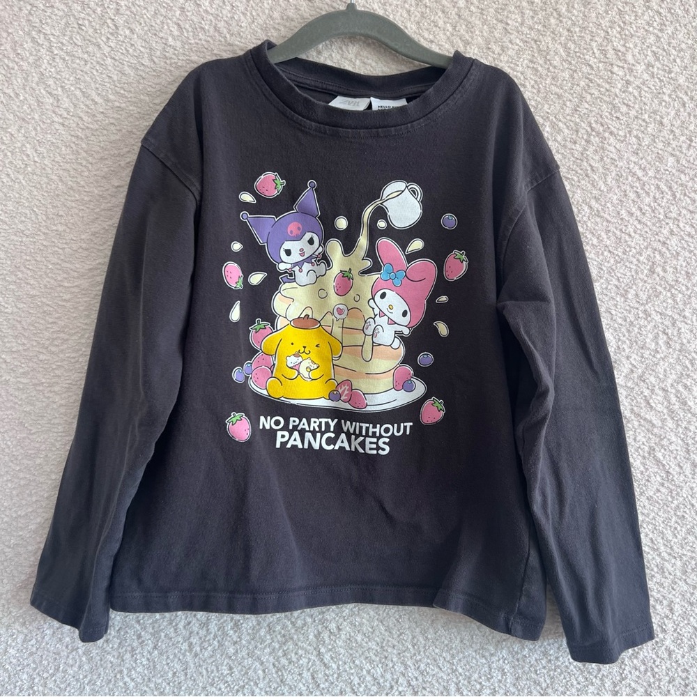 Zara x Sanrio Hello Kitty And Friends Black Long Sleeve Shirt‎ Size 9-10 Years